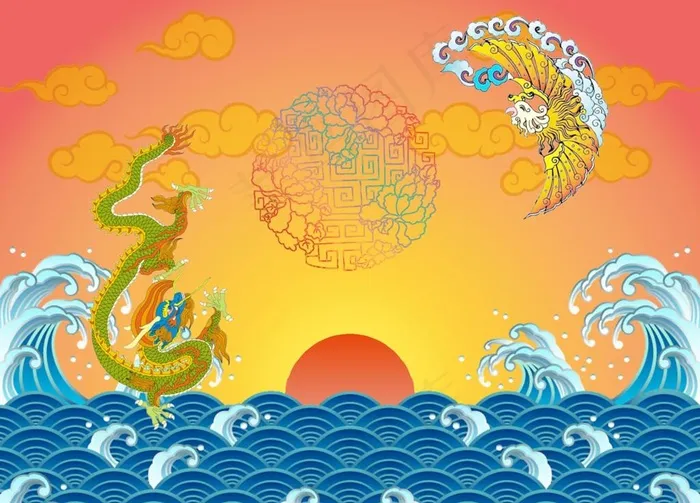 龙凤呈祥图片(6299X4724(DPI:200))psd模版下载