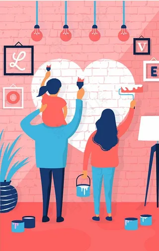 卡通 有爱 一家人三口 粉色图片