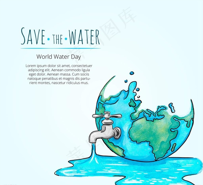 世界水日地球贺卡图片ai矢量模版下载