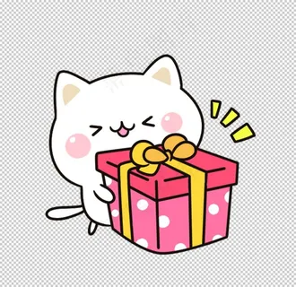 卡通猫咪送礼物表情菜鸟图库片