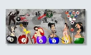 复古怀旧台球馆背景墙图片