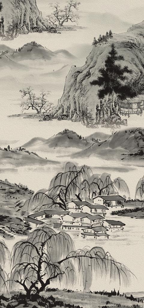 国画山水装饰画图片(3402X6803(DPI:72))psd模版下载