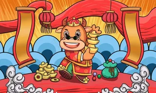 牛年海报插画图片