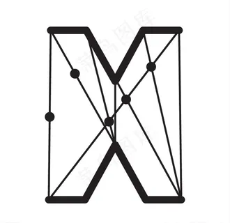 创意点线组合英文字母X图片