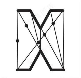 创意点线组合英文字母X图片