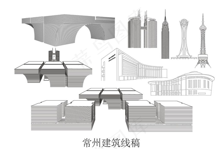 常州建筑线稿图片ai矢量模版下载