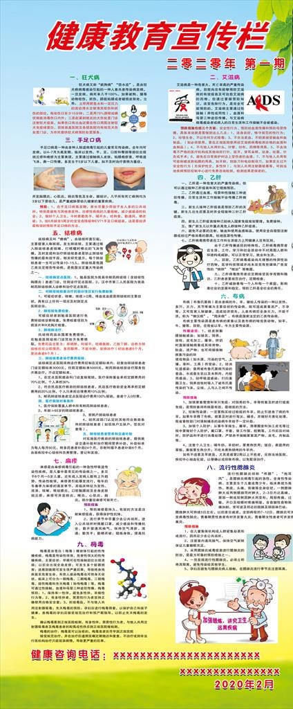 健康教育宣传栏图片(3150X7087(DPI:100))psd模版下载