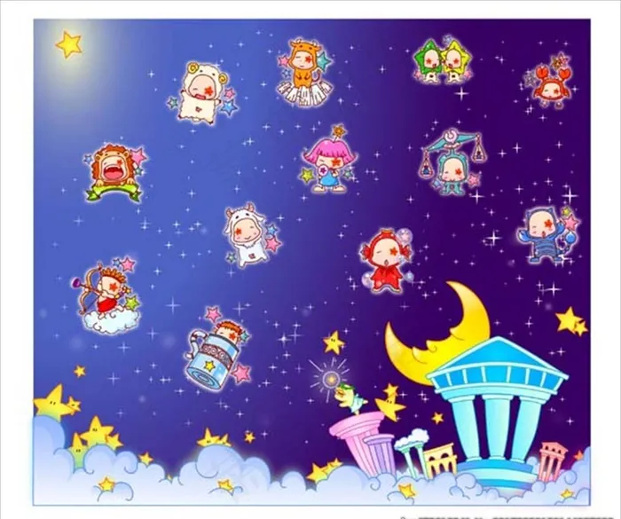 卡通星空图片ai矢量模版下载
