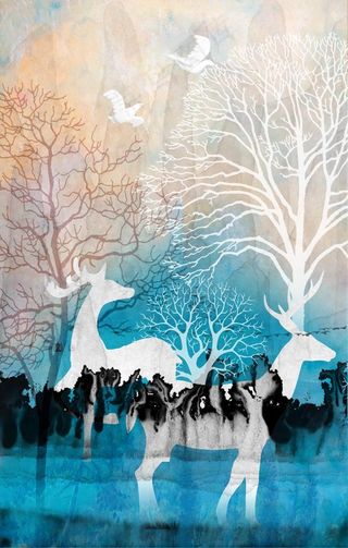 抽象森林麋鹿装饰画图片