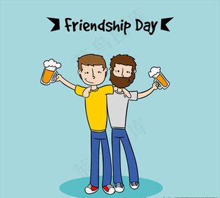 卡通一起喝啤酒的朋友图片