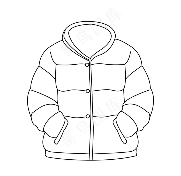 羽绒服免扣矢量线稿素材图片ai矢量模版下载