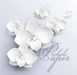 3D立体白色兰花背景墙图案图片