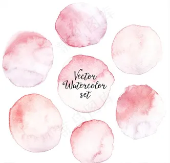 粉色圆形水彩晕染集合矢量素材图片