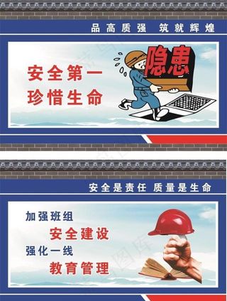 工地安全警示标语展板图片