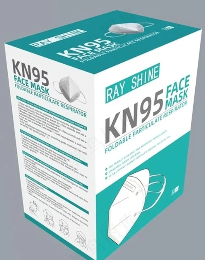 KN95口罩彩盒图片ai矢量模版下载