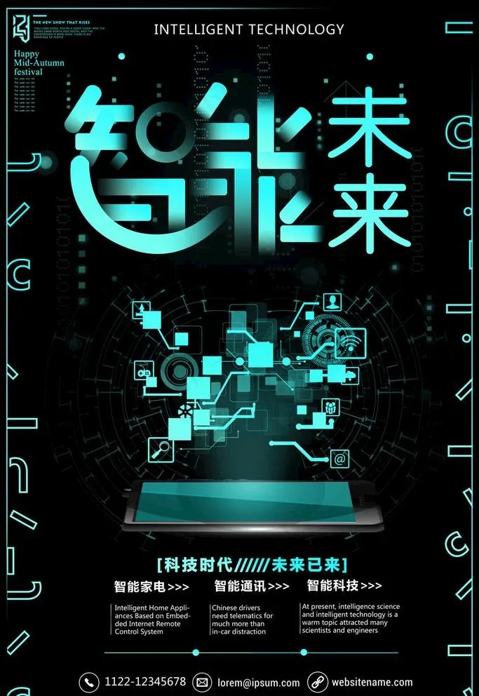 科技海报图片(3543X5315(DPI:150))psd模版下载