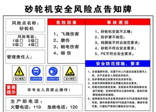 砂轮机安全风险点告知牌图片