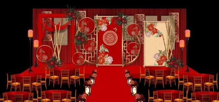 中式几何婚礼图片psd模版下载