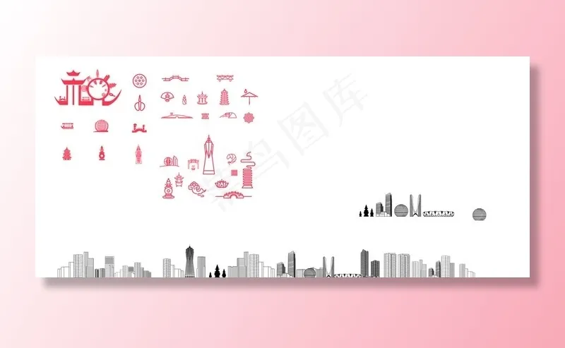 杭州剪影线条图片ai矢量模版下载