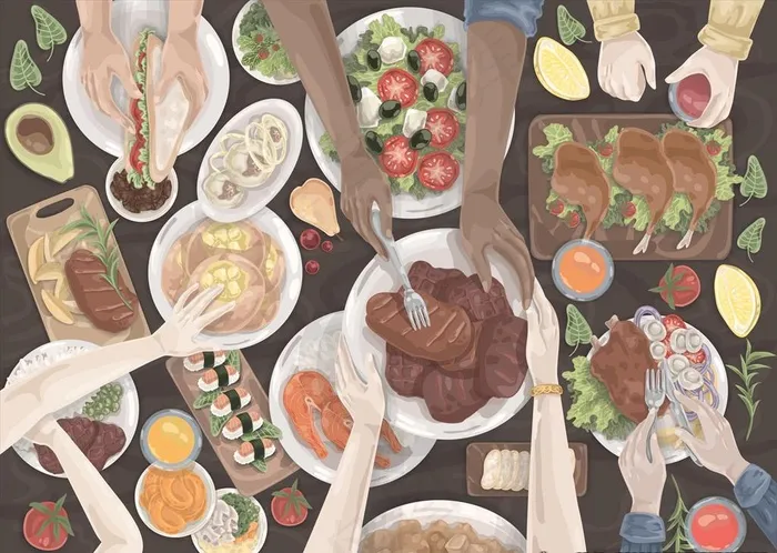手绘美食插画图片ai矢量模版下载