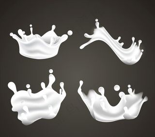 4款动感液态牛奶矢量素材图片