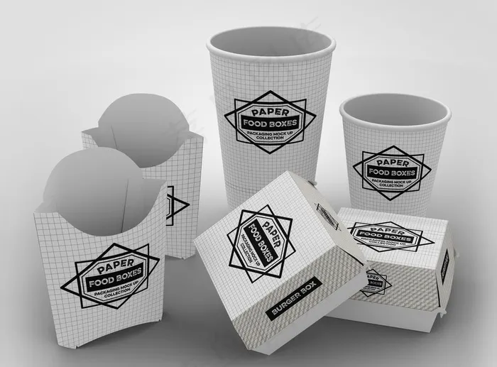 餐饮包装样机图片psd模版下载