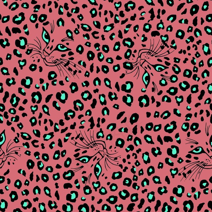 手绘猫咪豹纹图片