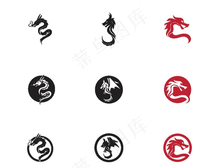 龙图标图片eps,ai矢量模版下载