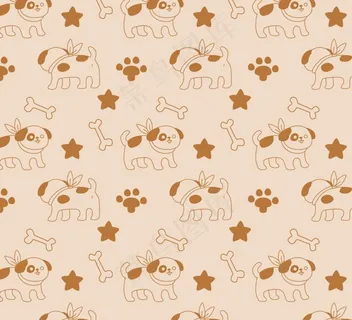 卡通狗和骨头无缝背景图片
