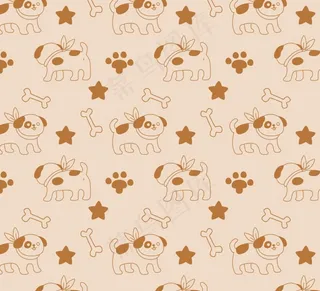 卡通狗和骨头无缝背景图片