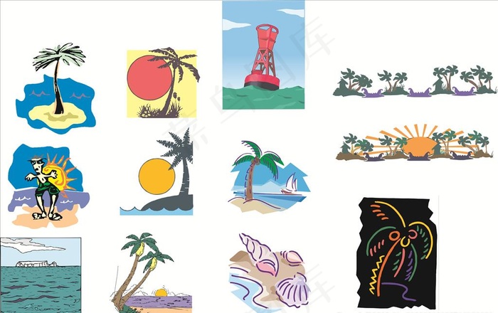 矢量海边素材图片cdr矢量模版下载
