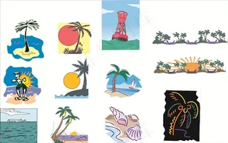 矢量海边素材图片