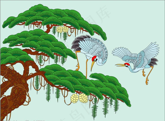 花鸟图图片ai矢量模版下载