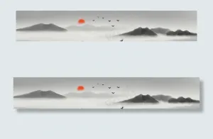 中式山水移门腰线图图片