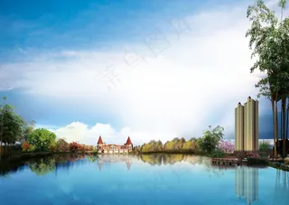 地产湖景 湖景地产 阳台湖景图片