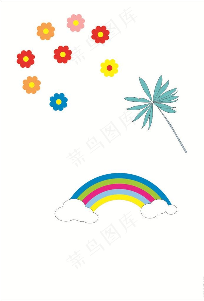卡通 树叶 小花 云图片cdr矢量模版下载