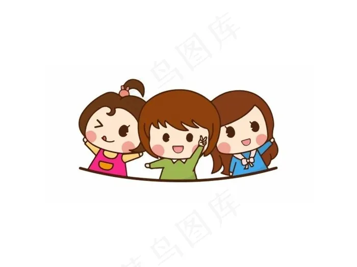卡通女孩图片ai矢量模版下载