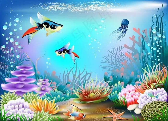 卡通海底世界图片ai矢量模版下载