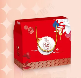 喜庆中秋礼盒花好月圆红色包装盒图片