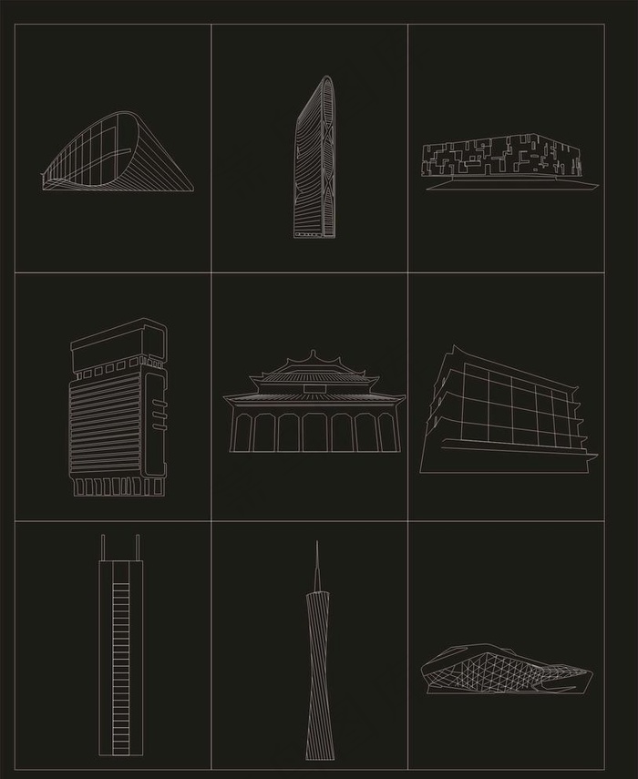 广州建筑线条图片eps,ai矢量模版下载