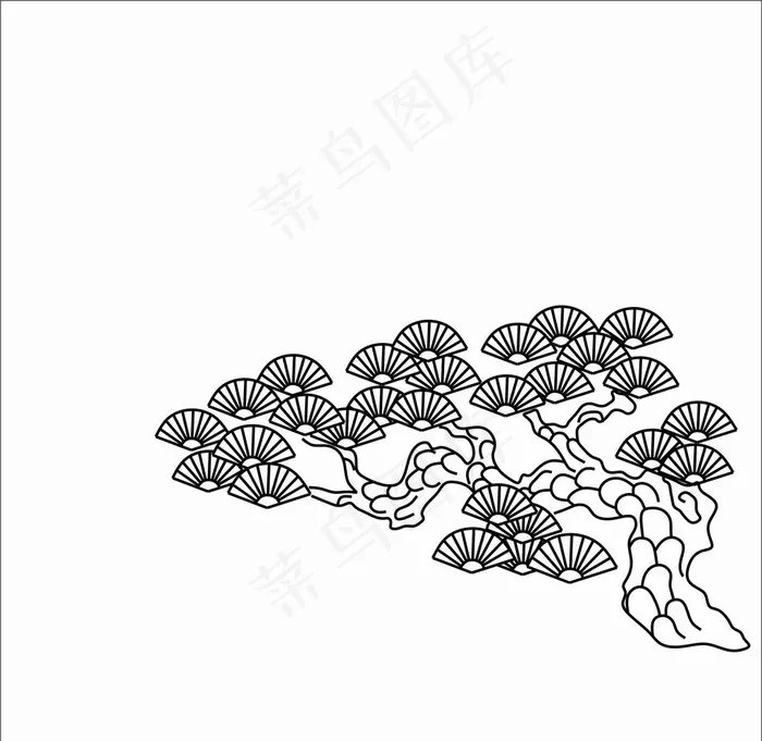 白描松树图片cdr矢量模版下载