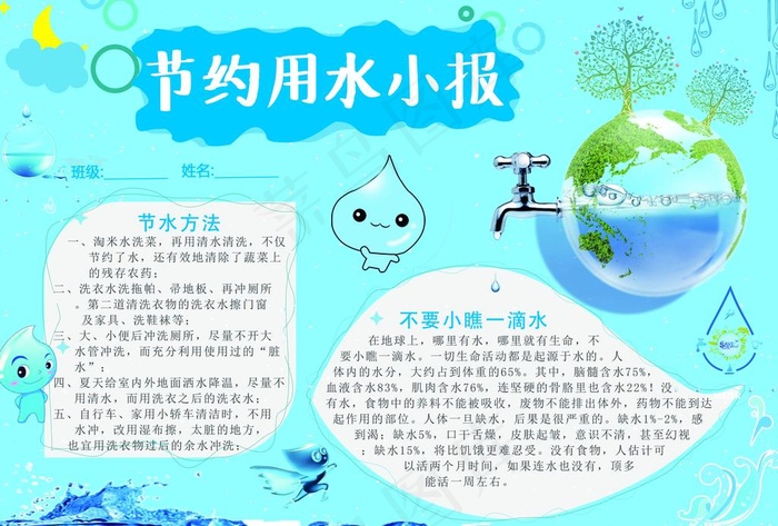 节约用水海报图片(4964X3511(DPI:300))psd模版下载