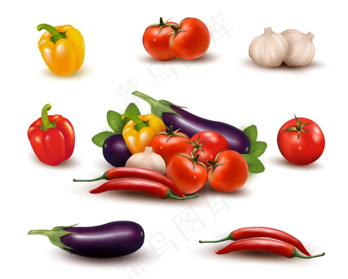 新鲜蔬菜设计矢量图图片