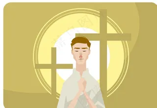 矢量祈祷素材图片