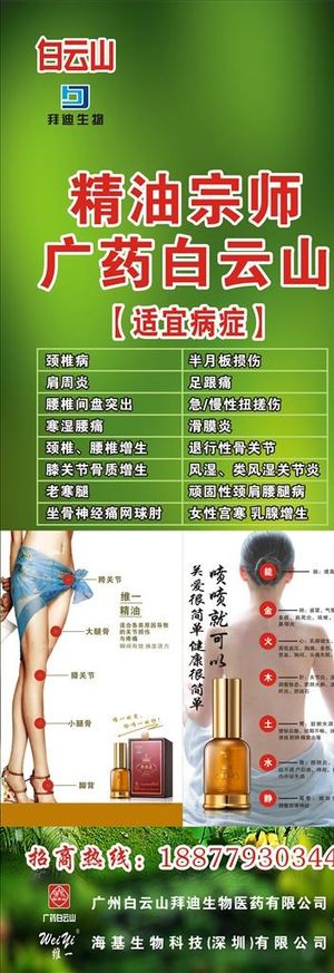 白云山唯一药油展架图片