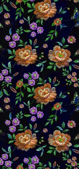 刺绣 手绘线条 大朵花图片