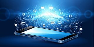 智能手机蓝色背景图片