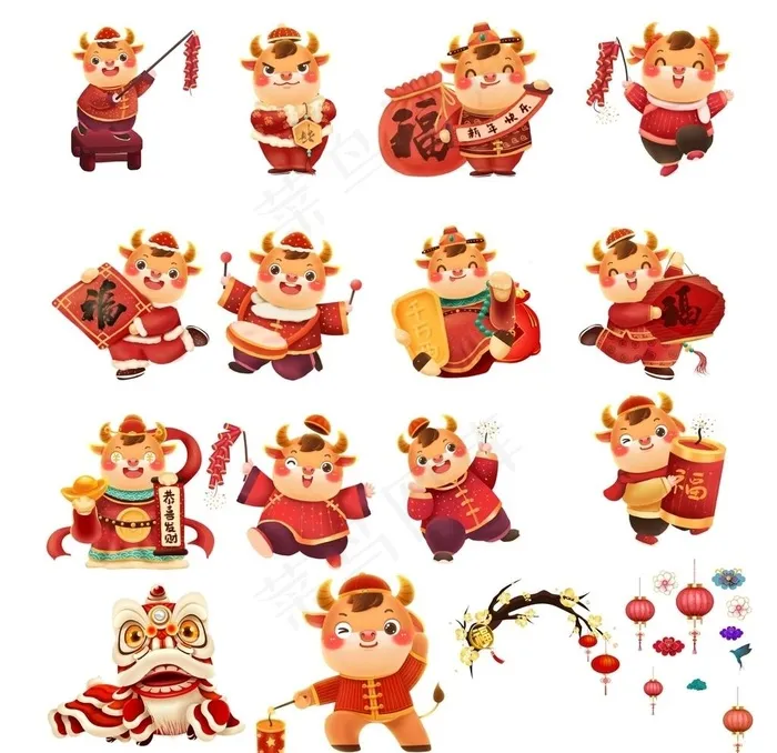 牛年素材图片cdr矢量模版下载