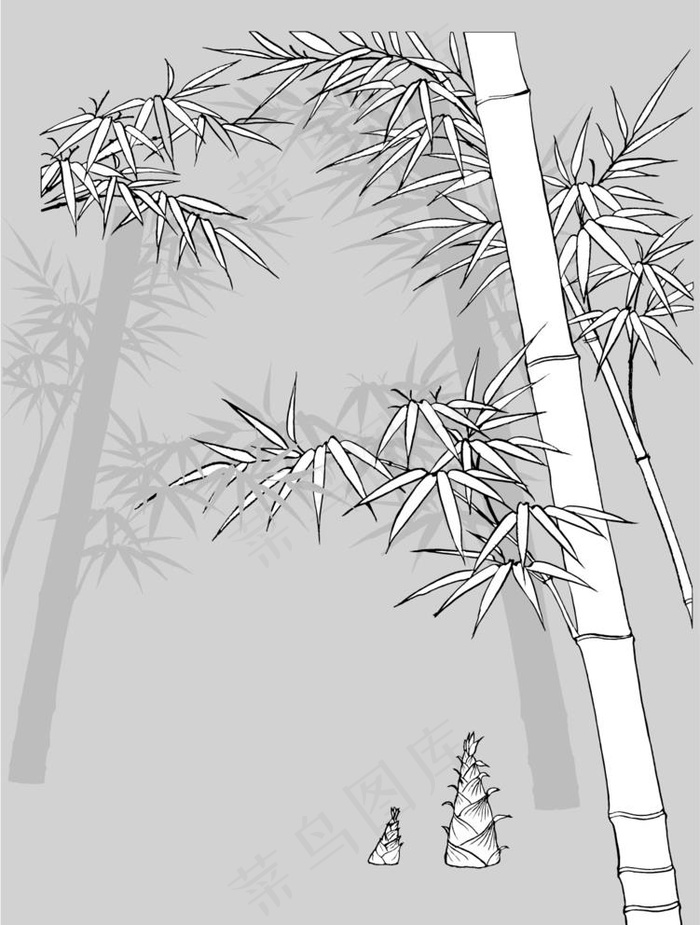 日本线描植物花卉矢量素材图片