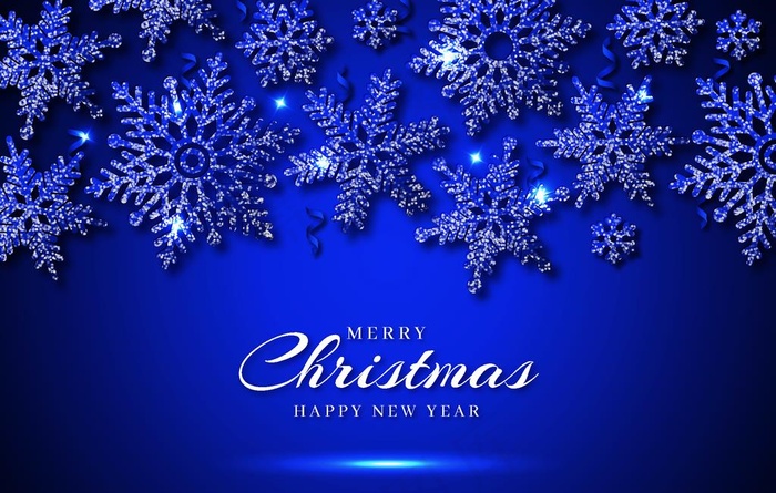蓝色雪花圣诞节贺卡图片